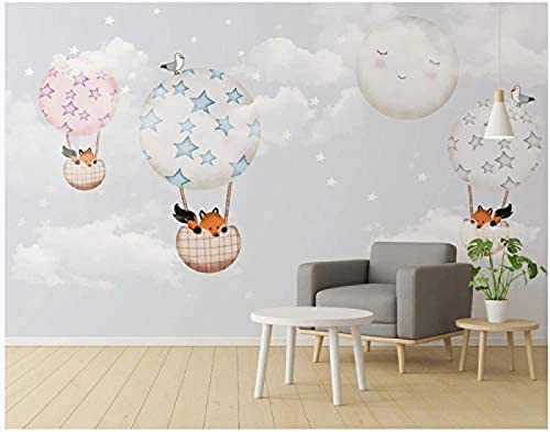 Papel pintado minimalista moderno pintado a mano para habitación de niños, globo aerostático, dormitorio de ni Pared Pintado Papel tapiz TV 3D Decoración dormitorio Fotomural sala mural-350cm×256cm