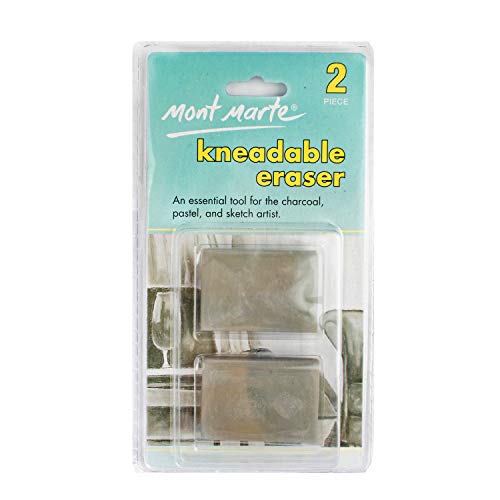 Mont Marte Goma Moldeable – 2 piezas – Goma flexible y moldeable – Ideal para borrar Grafito, Pastel y Carboncillo