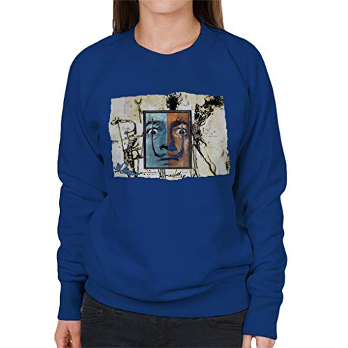 VINTRO Sudadera Surrealista Salvador Dali Mujeres Original Portrait por Sidney Maurer (Azul Real,L)