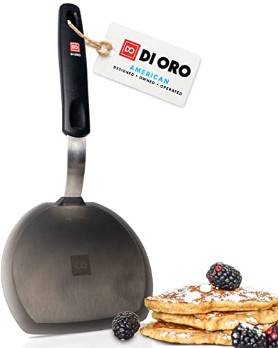 DI ORO® - Serie Designer - Espátula de cocina ancha en silicona y acero inoxidable - Resistente al calor hasta 315°C - La mejor paleta de cocina para huevos y panqueques (Ancha)