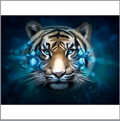 cnmd DIY Pintar por números regalo de pintura decorativa de tigre animal pintar por numeros personalizado Con pincel y pintura acrílica Kits Theme Digital Home Wall Artwork50x70cm(Sin marco)