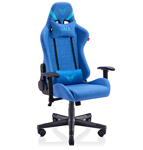 VALK Nyx - Silla Gaming de Tela Transpirable, Silla Gamer Tela, Reclinable 160º, Reposabrazos 2D, Ergonómica, Silla Escritorio, Silla Oficina (Azul Zafiro)