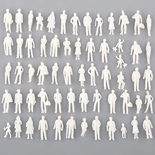 Modelo tren personas pasajeros, escala 1:75, figuras arquitectónicas en miniatura sin pintar, figuras mixtas de plástico de 25 mm o 1 pulgada para escenas en miniatura, 50 unidades