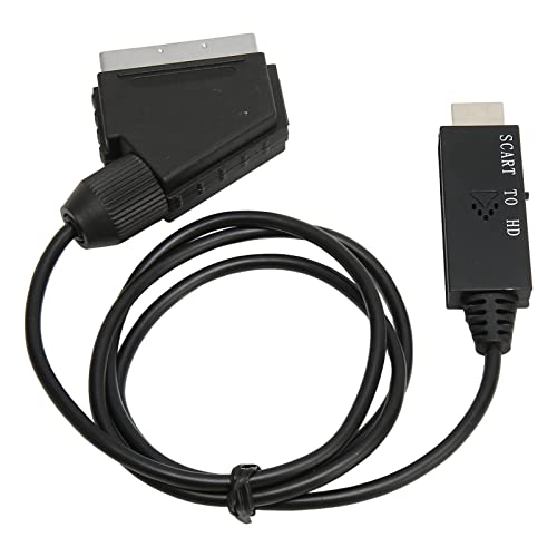Convertidor SCART a HDMI, Adaptador Escalador Convertidor de Audio y Video HD 720p/1080P con Cable de Alimentación USB, Entrada SCART, Salida HDMI 1.3, Plug and Play