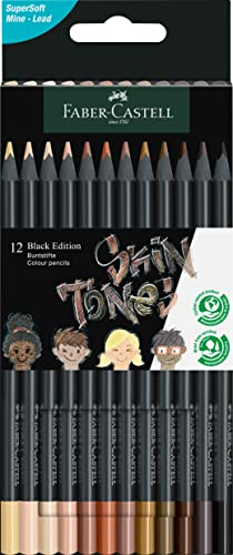 Faber-Castell - 116414. Estuche Cartón 12 Lápices Black Edition. Tonos Piel