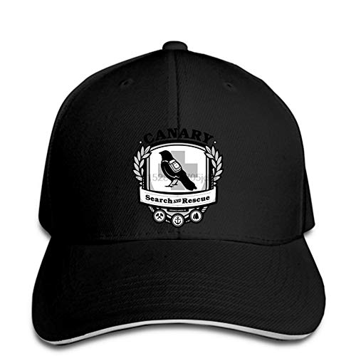 Gorra de béisbol Gorra de béisbol Canario búsqueda y Rescate Amante de Las Aves clásico Negro y Negro diseño de Dibujos Animados para Hombres Gorra de béisbol de acción de Gracias Sombrero de béisbol