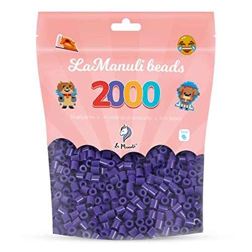 La Manuli Beads 2000 Piezas 5mm - Cuentas para Planchar en Bolsa Resellable - Kit Creativo Compatible con Todas Las Marcas - Cuentas de Colores para Manualidades (Morado Oscuro)
