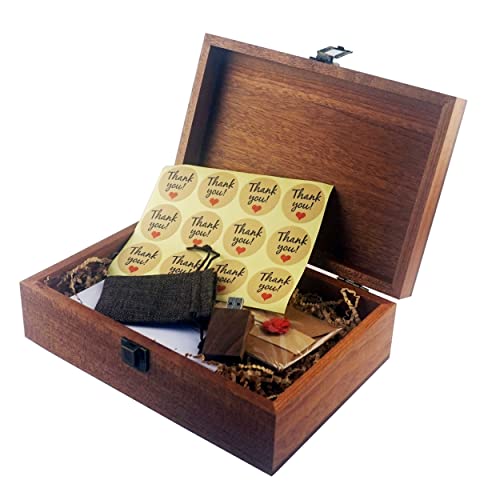 Desuerte Caja de regalo de madera de Sapele hecha a mano con memoria USB de 16 GB, perfecta para bodas, visitas de clientes, aniversarios, Navidad