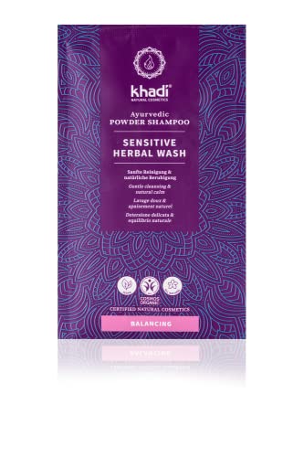 khadi SENSITIVE HERBAL WASH Mascarilla capilar ayurvédica, Champú en polvo de limpieza suave, calmante y nutritivo intensivo, 100% naturales, vegano, sin siliconas ni sulfatos, Cosmética Natural, 50g