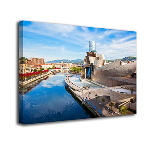 Desconocido Cuadro Lienzo Canvas Museo Guggenheim Bilbao Vizcaya – Varias Medidas - Lienzo de Tela Bastidor Madera de 3 cm - Impresion Alta resolucion (120, 80)