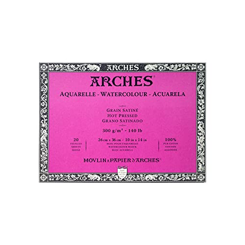 ARCHES Bloc de Papel para Acuarela, Madera, Blanco Natural, 26 x 36 cm, 20