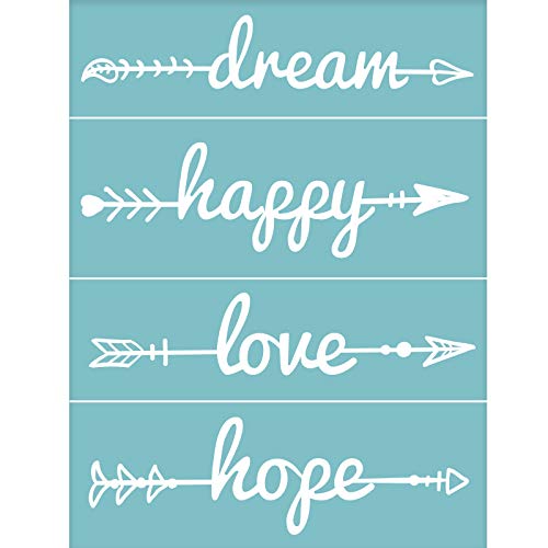 OLYCRAFT - Plantilla de Serigrafía Autoadhesiva con Palabras, Plantillas de Patrones Reutilizables para Pintar En Camisetas de Tela de Madera, Decoración de Pared, Dream & Happy & Love & Hope