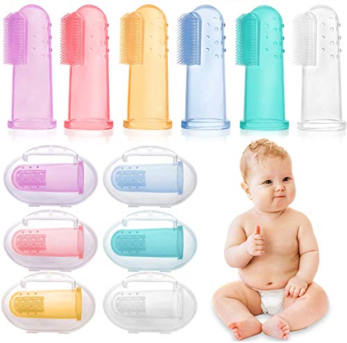 HBselect 6 Piezas Multicolor Cepillo Dientes Bebe Silicona Con Caja Cepillo Dedo Bebe Para 0-24 Meses