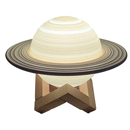 woyufen 16 colores luz nocturna LED lámpara Saturno 3D recargable lámpara Saturno lámpara de luna USB luz nocturna LED con soporte de madera para regalo