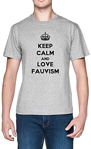 Keep Calm and Love Fauvism Gris Hombre Camiseta Tamaño 3XL Grey Men's tee Size 3XL