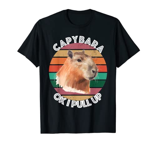 Pintura al óleo dibujada Capybara Meme lindo dibujo de animales Camiseta