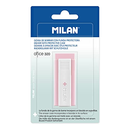 MILAN Blíster 1 goma con funda Office 320 rosa, Edición +