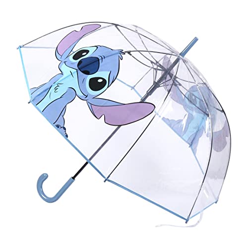 CERDÁ LIFE'S LITTLE MOMENTS - Paraguas Transparente Mujer de Stitch - Apertura Manual y Mecanismo Antiviento que Permite una Gran Resistencia al Viento - Licencia Oficial Disney