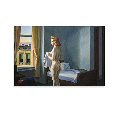 FSJD Póster de Edward Hopper de la mañana en una ciudad, pintura decorativa en lienzo para pared o sala de estar, 40 x 60 cm