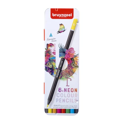 Bruynzeel Expression Colour - Juego de 6 lápices de colores en lata, color neón