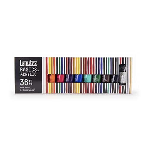 Liquitex BASICS, Set de pintura acrílica Studio, 36 tubos de 22 ml, colores surtidos