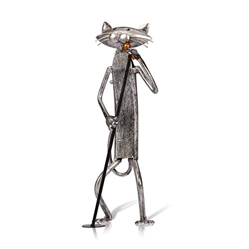 Tooarts Escultura de metal gato con guitarra figurita regalos para acción de gracias, navidad, manualidades y decoración del hogar