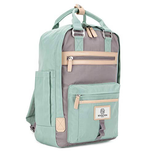 SEVENTEEN LONDON - Mochila 'Wimbledon' Moderna, Sencilla y Unisex con un Acabado Verde Pastel & Gris en el Estilo de una Mochila escandinava, computadora portátil de hasta 13