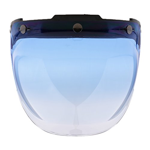 Visor de Casco de Motocicleta con 3 broches y Burbuja degradada Universal Lente de protección Facial abatible hacia Arriba Liso - 7, como se Describe (7)