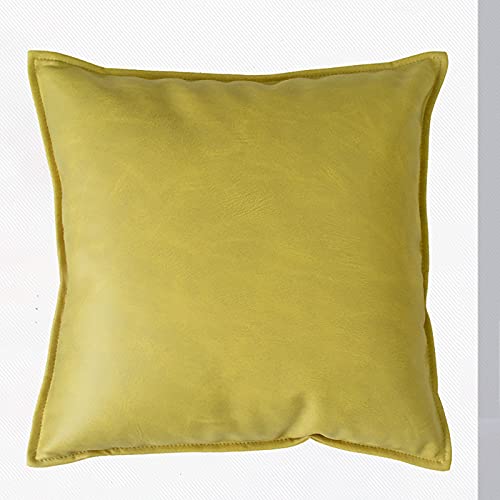 QYWSJ Tecnología Almohada de Tela luz nórdica de Lujo Sala de Estar sofá Funda de Almohada cojín Minimalista Moderno Almohada de Cintura Color sólido Cuero Amarillo Anaranjado-Lemon Yellow||50cmX50cm