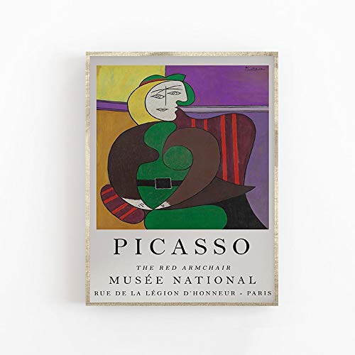 Póster Artístico de Picasso, Impresión de calidad suprema, El sillón rojo, Abstracto, Cubismo, Cuadro decorativo en lienzo sin marco E 60x80cm