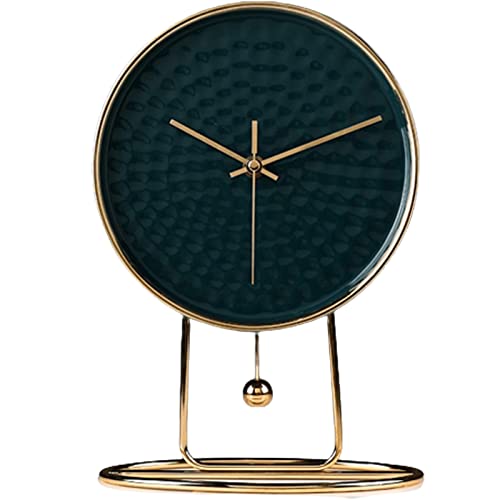Reloj de Mesa Elegante y Creativo, Reloj de Escritorio con Base de mármol Estable, Reloj de Mesa con Marco de Metal Duradero con Esfera de cerámica