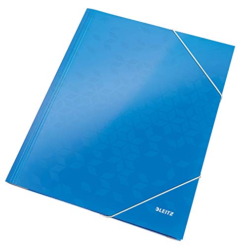 LEITZ 39820036 - Carpeta de cartón de 3 solapas DIN A4 WOW color azul