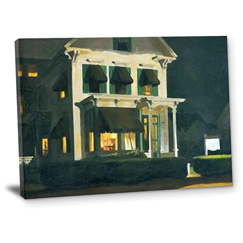 TANEGE Edward Hopper Cuadro Decorativo Canvas Lienzo Impresión |Obras de Arte Para Paredes Del Hogar Montado En Bastidor De《rooms for tourists》Enmarcado-40x52cm