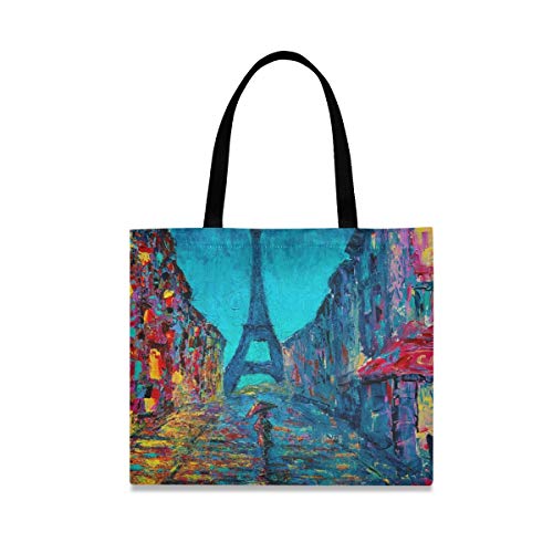 Bolsa de lona Bolsa de tela de compras de pintura al óleo de arte de París Bolsa reutilizable Bolsas de hombro