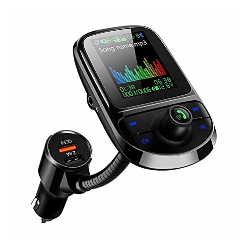 XINXI-YW Accesorios para automóviles Coche FM Color transmisor Bluetooth 5.0 Modulador inalámbrico Reproductor de MP3 QC 3.0 Doble USB Cargador de Voz emitida Apoyo USB Conducir
