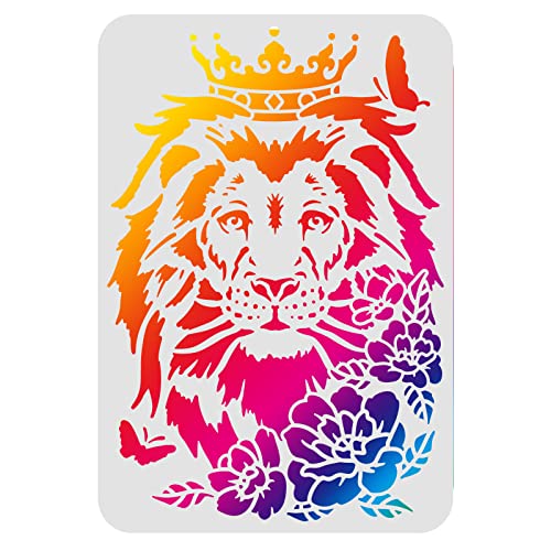 FINGERINSPIRE Plantilla de cabeza de león, 29,7 x 21 cm, diseño de gato grande africano, reutilizable, para pintar sobre madera, muebles, paredes, manualidades, papel y tela