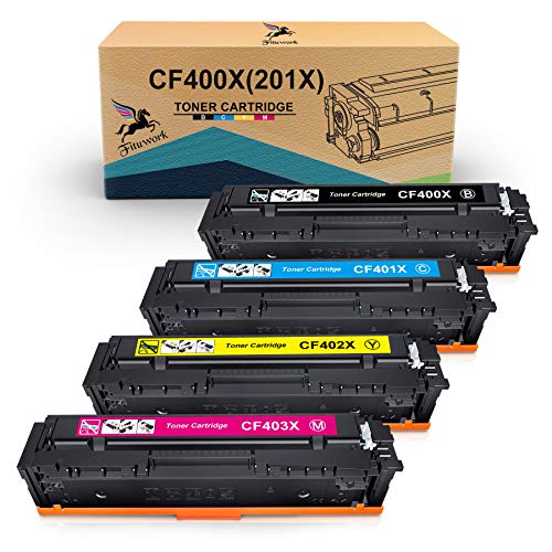 FITU WORK Cartuchos de tóner compartible para HP 201X CF400X CF401X CF402X CF403X para HP Color Laserjet Pro MFP M277dw M277n MFP M252dw M252n M274n M274dw M277 (1 Negro, 1Cian, 1Amarillo, 1Magenta)