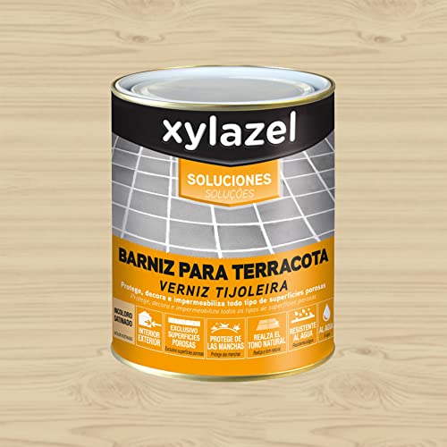 Xylazel Soluciones Barniz Terracota al Agua Satinado Incoloro 750 ml