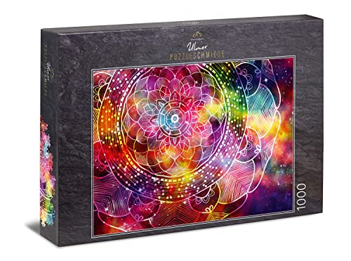 Ulmer Puzzleschmiede - Puzzle de mandala de colores - Puzzle clásico de 1000 piezas - Mandala colorido como puzle con patrones geométricos finos - Puzle eficaz para adultos