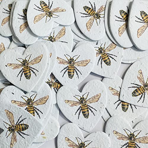 Papel de semilla de abeja con corazones plantables ecológicos, confeti de boda para fiestas de boda (abeja)