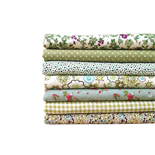 Omkuwl Serie Verde 7pcs / Set Paquetes de Tela Flor Tela de algodón Estampada Patchwork Costura Tela 50x50cm # 17