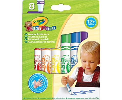 CRAYOLA Mini Kids - Set de 8 Rotuladores Lavables, Segura Punta Redondeada, Ideal para la Primera Infancia - Edad Recomendada: 12 Meses, 8324