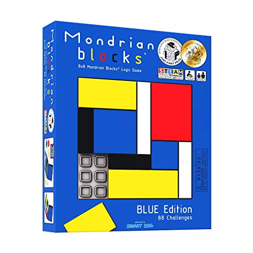Mondrian Blocks premiado rompezabezas, Juego de Viaje Compacto a Bordo, Edición Azul