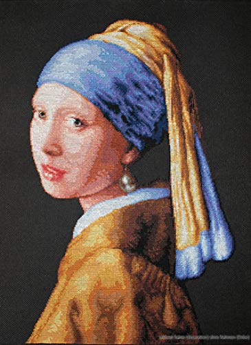Luca-S LB467 - Kit de Punto de Cruz contado, 41 x 27 cm, diseño La Joven de la Perla de Vermeer