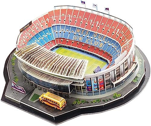 Modelo de juguete de construcción de bricolaje, rompecabezas 3D Fanáticos del fútbol Regalo conmemorativo, Estadio Camp Nou de rompecabezas 3D, Réplica del estadio de fútbol FC Barcelona Modelo de bri