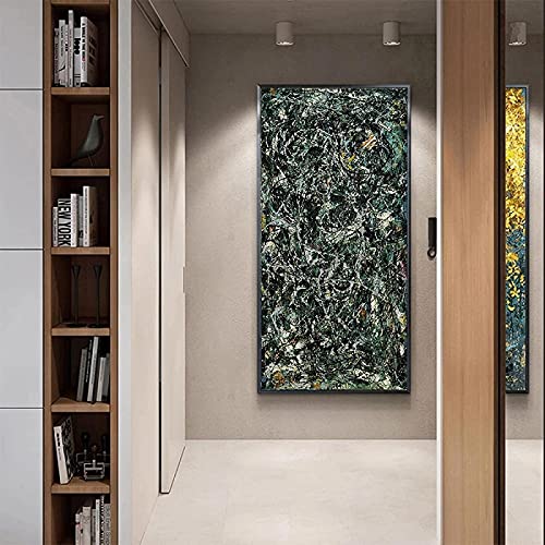 Impresión de pared 70x140cm pintura al óleo sin marco réplica Jackson Pollock seda completa cinco ilustraciones póster imagen habitación moderna decoración del hogar