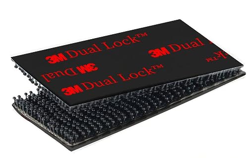 3m Dual Lock Sj 3550CF - Adhesivos Para Fijación Automática, Dashcam, Go Pro, Accesorios Para Coches, Porta Telepeaje, Cierre De Clip, Negro, Uniones Reversibles (25,4 mm x 50 mm) - 10 Rectángulos