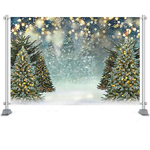 Fondo de fotografía Árboles de Navidad Corona de Ventana Fondo de Nieve de Invierno Casa de Madera Sesión de Fotos Prop A1 10x7ft / 3x2.2m