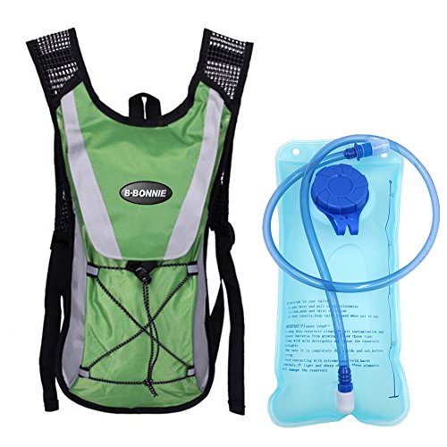 monvecle sistema de hidratación agua mochila mochila vejiga bolsa bicicleta/senderismo escalada bolsa + 2L hidratación vejiga, Unisex, verde