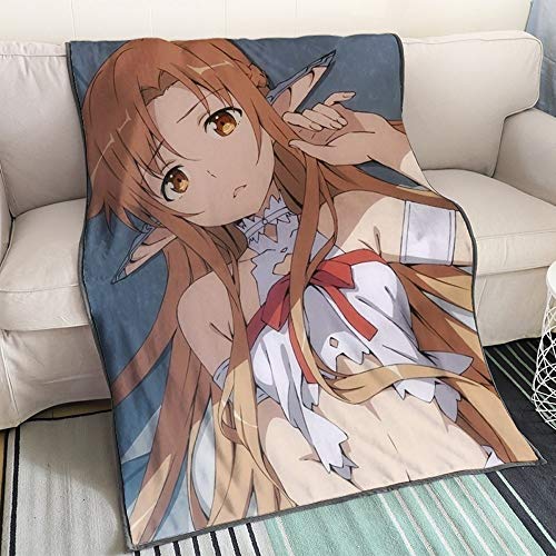 QTRT Sword Art Online-Yuuki Asuna parte superior del cuerpo Primer plano de la manta imagen 3D Impreso Anime Personajes de dibujos animados de la felpa suave franela edredón de la manta Anime Otaku Lo